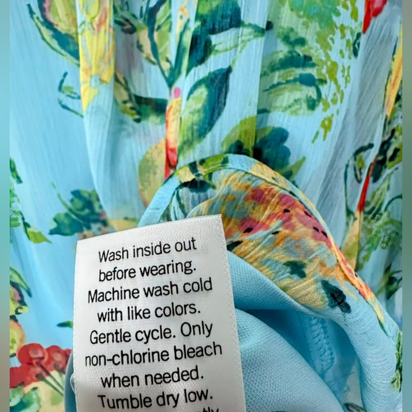 LC Laura Conrad, NWOT, Peasant Chiffon Blouse, Fruit Print, Size XXL - Picture 8 of 11